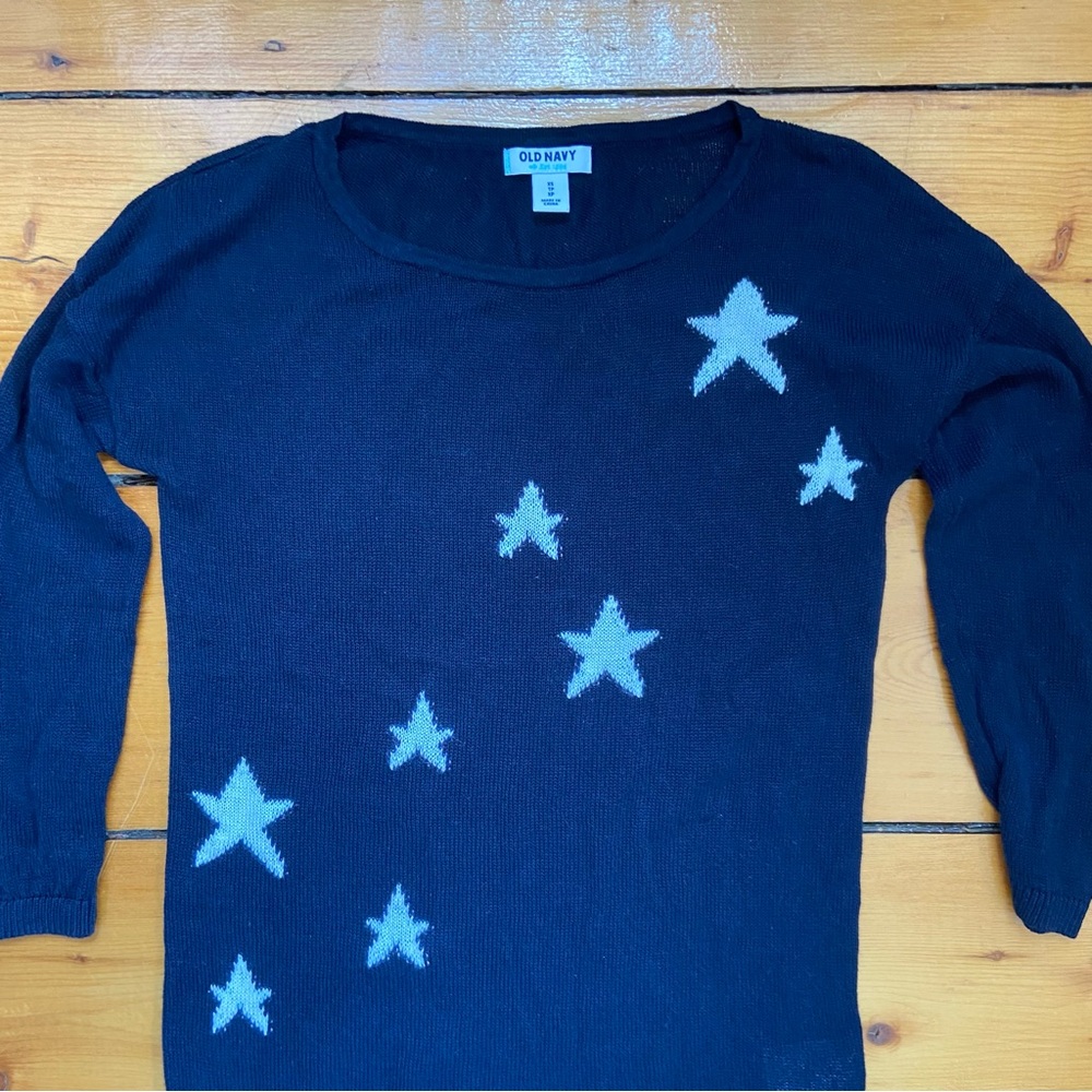 Old Navy Women's Navy 3/4 Sleeve Star Design Sweater Size XS